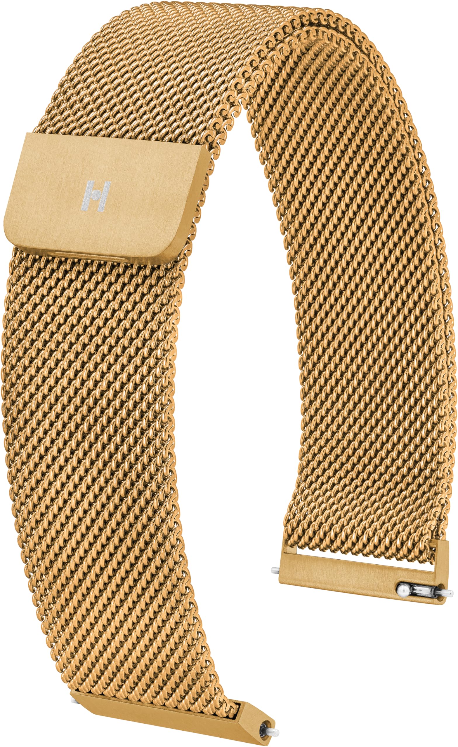 HIRSCH Uhren-Armband Milanaise - edles Mesh-Uhrband aus Edelstahl - Metall-Uhrenband mit Magnet-Verschluss