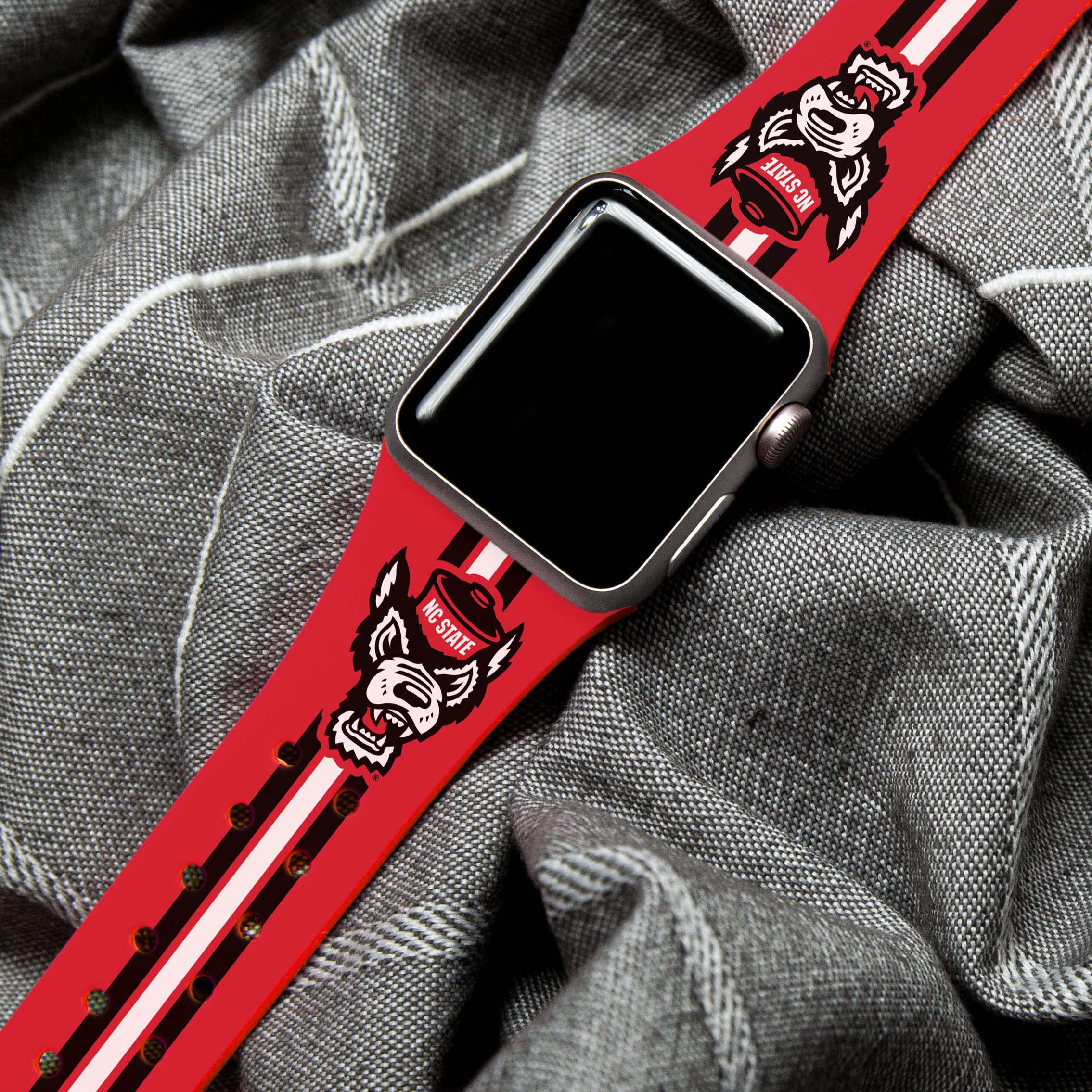 Affinity Bands North Carolina State Wolfpack HD Combo Package Compatible with Apple Watch and AirPods Gen 1 & 2 (38/40/41mm Short Stripes)