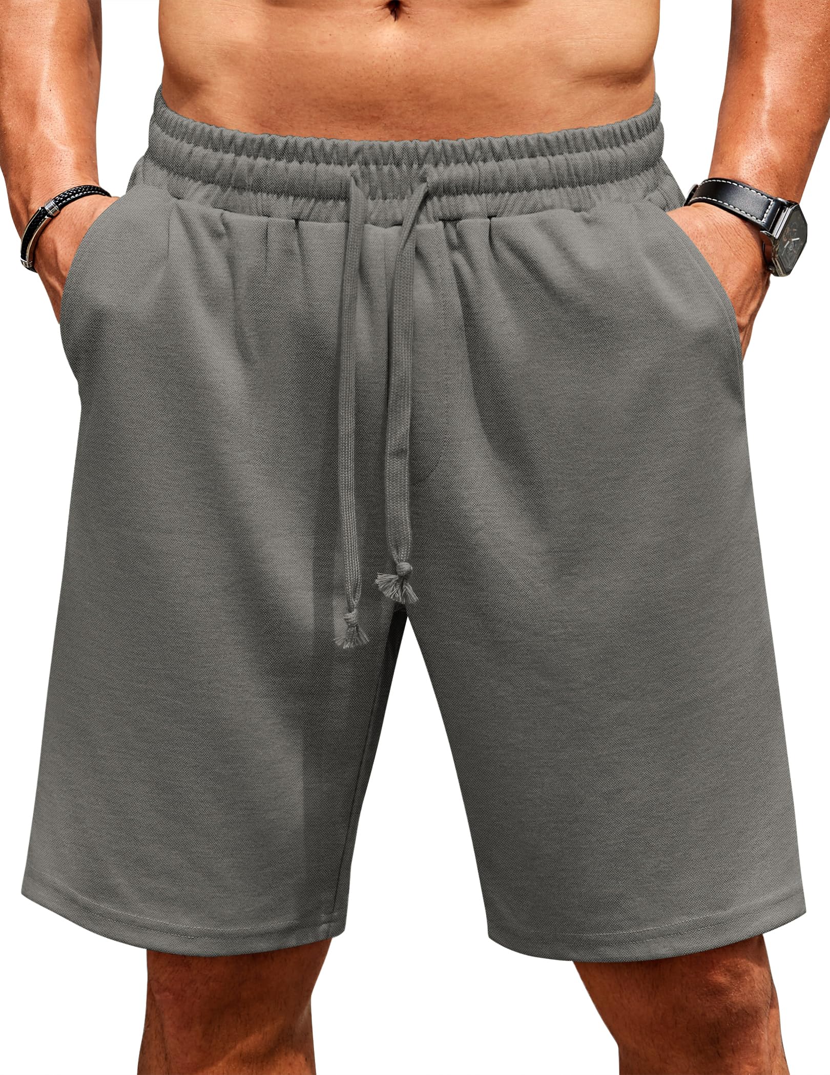 COOFANDY Shorts Herren Kurze Jogginghose Leichte Sommer Shorts Sporthose Kurz Herrenshorts mit Taschen Sweatshorts Elastische Taille Armeegrün XL