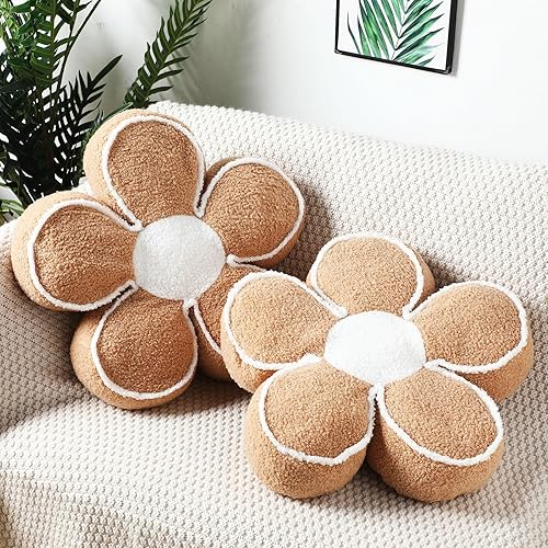 Menkxi Paquete de 2 almohadas decorativas de flores, bonitos cojines de asiento, de felpa suave, bonita decoración de habitación, cojín de suelo con