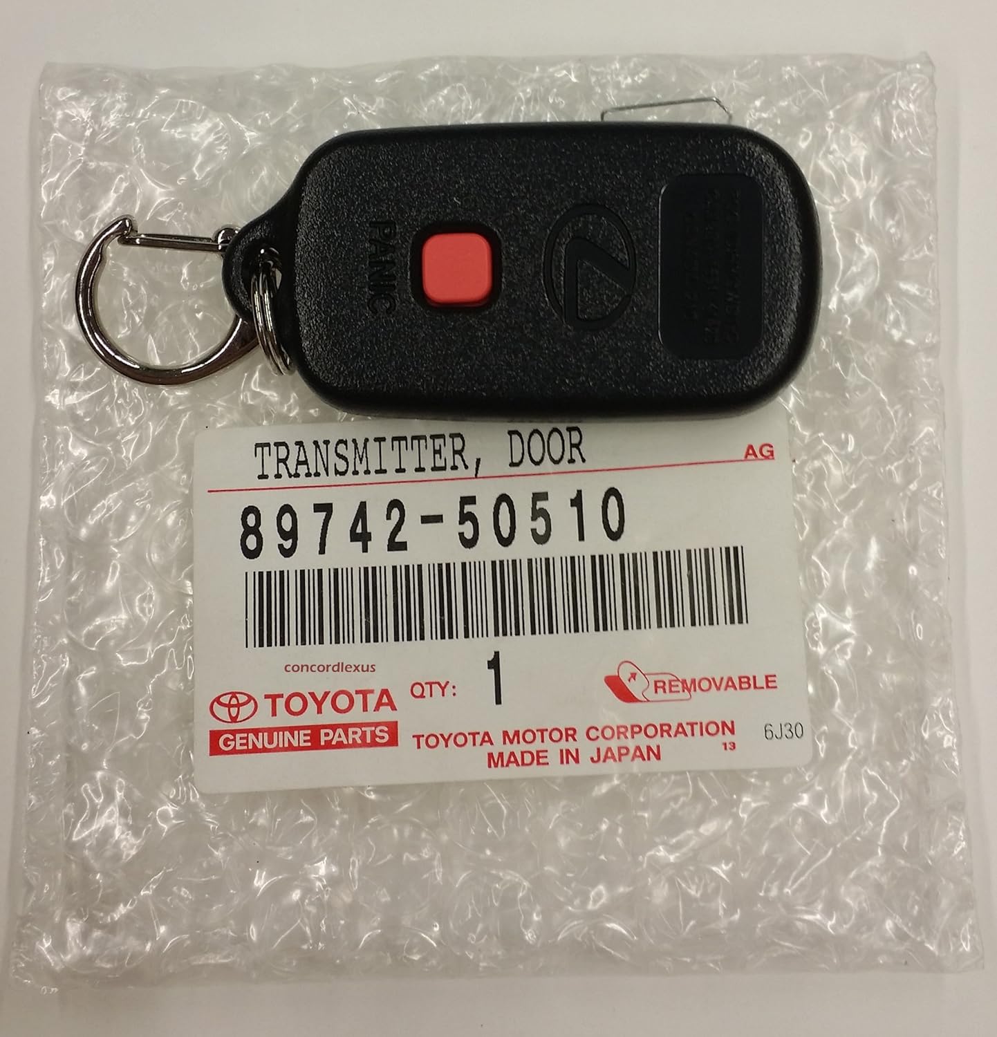 Lexus 89742-50510, Remote Control Transmitter for Keyless Entry and Alarm System
