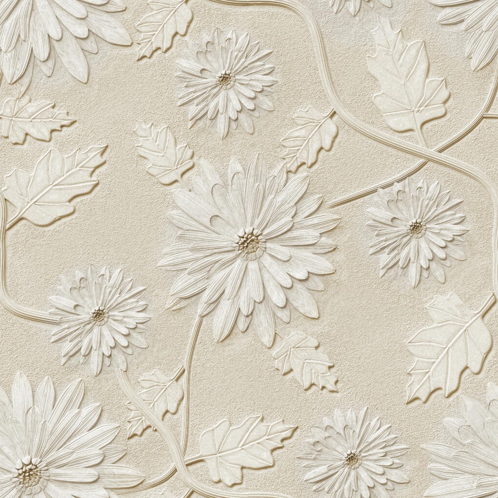 Papier peint floral 3D masquez les imperfections de vos meubles avec ce stickers beige