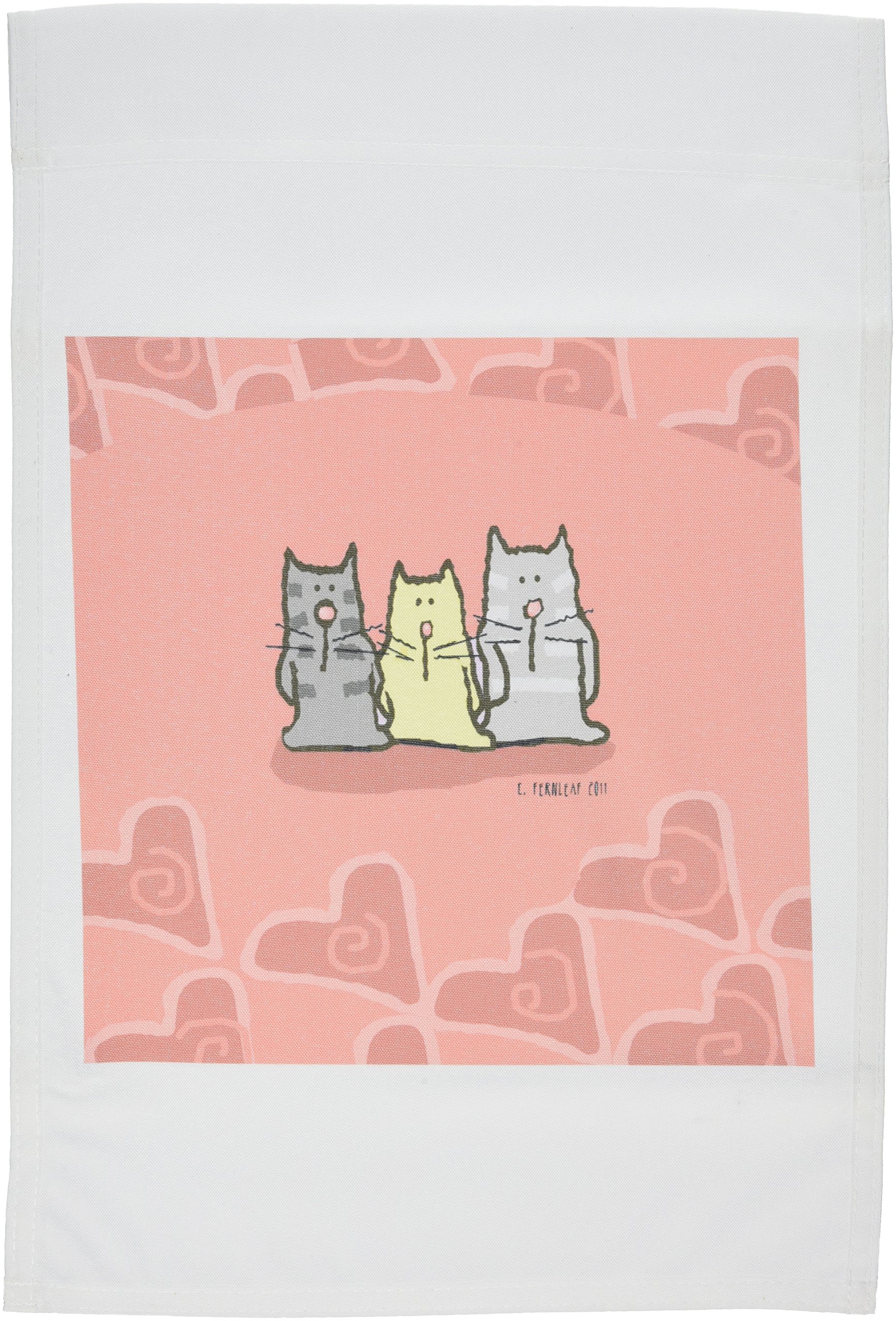 3dRose fl_37500_1 Valentine 3 Cats and Hearts/Cute Cats/Happy Valentines Day Garden Flag, 12 by 18-Inch