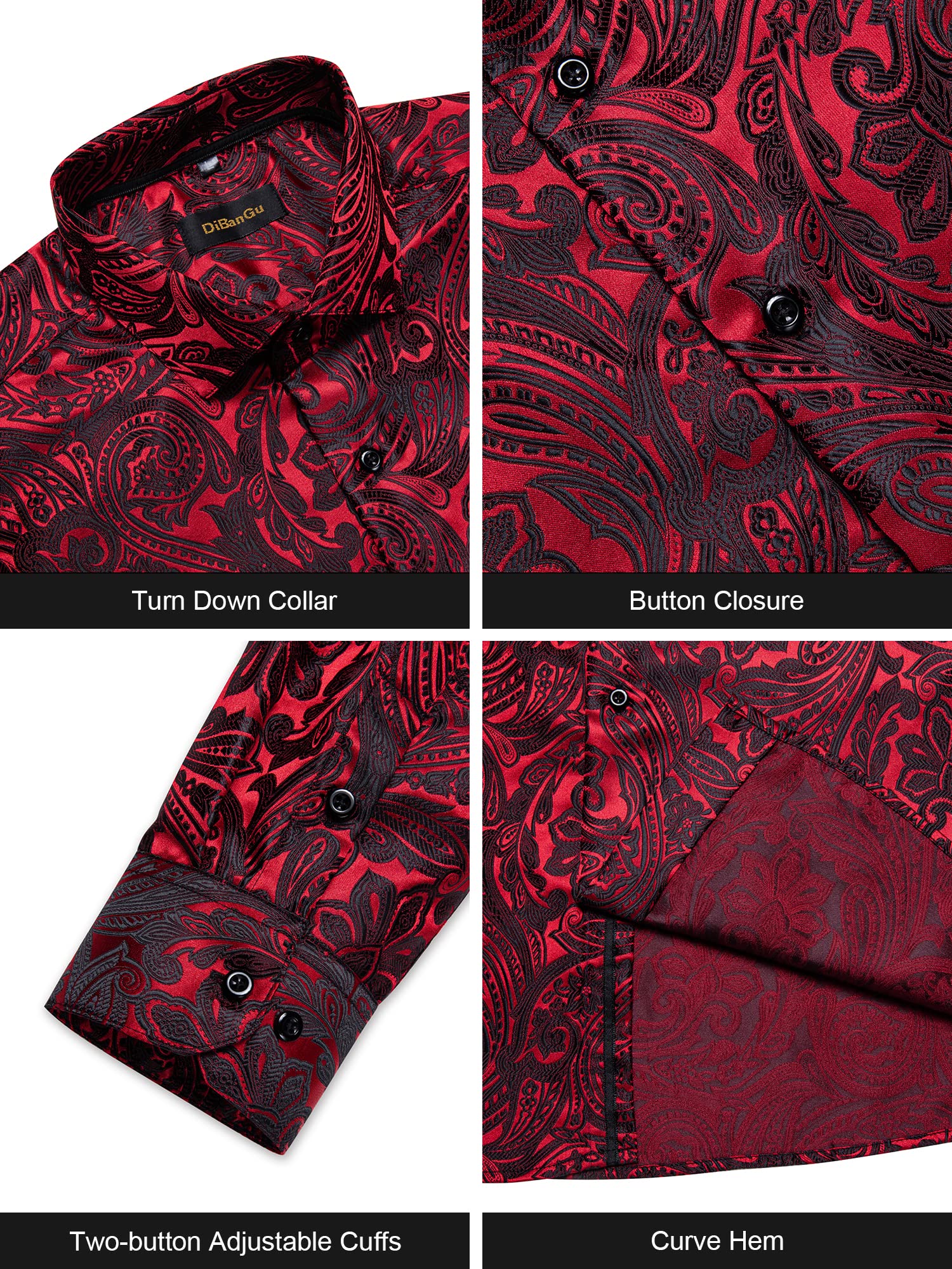 DiBanGu Herren-Weihnachtshemd, lässig, langärmelig, Button-Down-Shirt, für Herren, Urlaub, Party