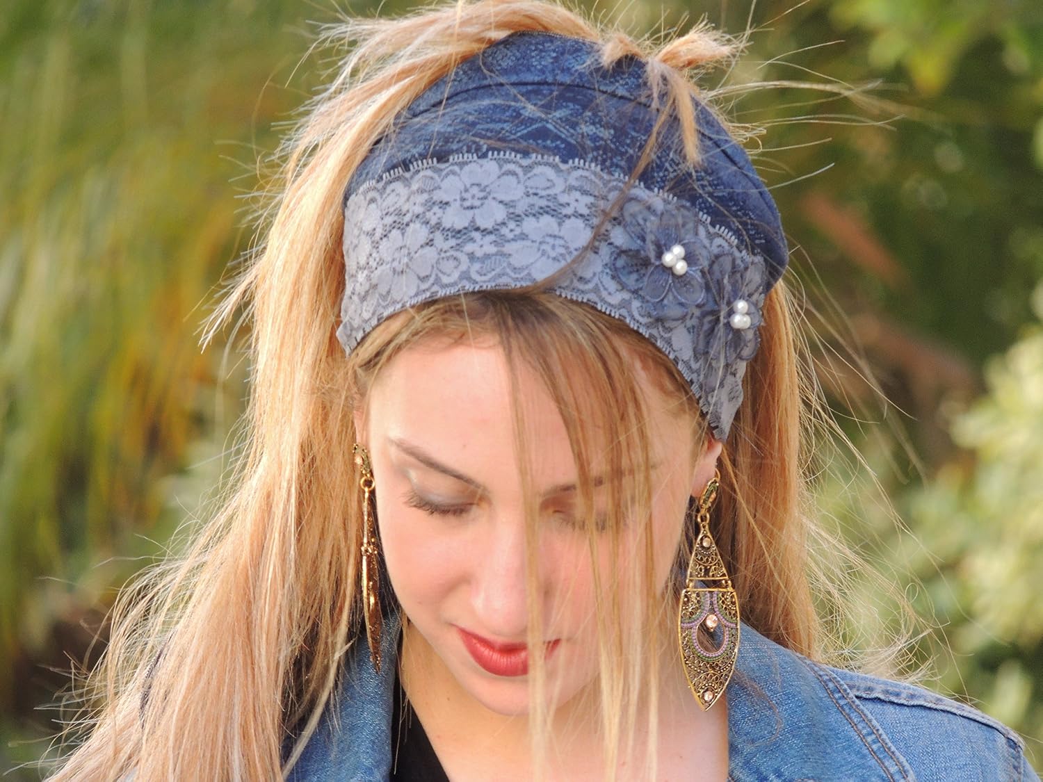 Head Scarf Tichel Half Hair Covering Headband One Size Jeans