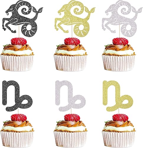 12 adornos para tartas de Aries, 12 constelaciones, la decoración de cupcakes de Aries es aplicable a la constelación de fiesta de cumpleaños (Aries) disponible en Yaxa Costa Rica