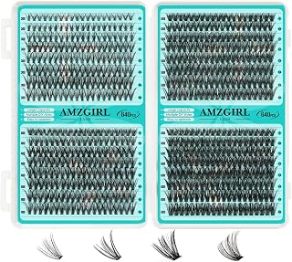 AMZGIRL Lash Clusters 640Pcs, 9-16mm Mix Lashes, 30D+40D+50D+60D | 4 Style Eyelash Clusters, D Curl Individual Lashes, Natural Lash Look DIY at Home for Beginners