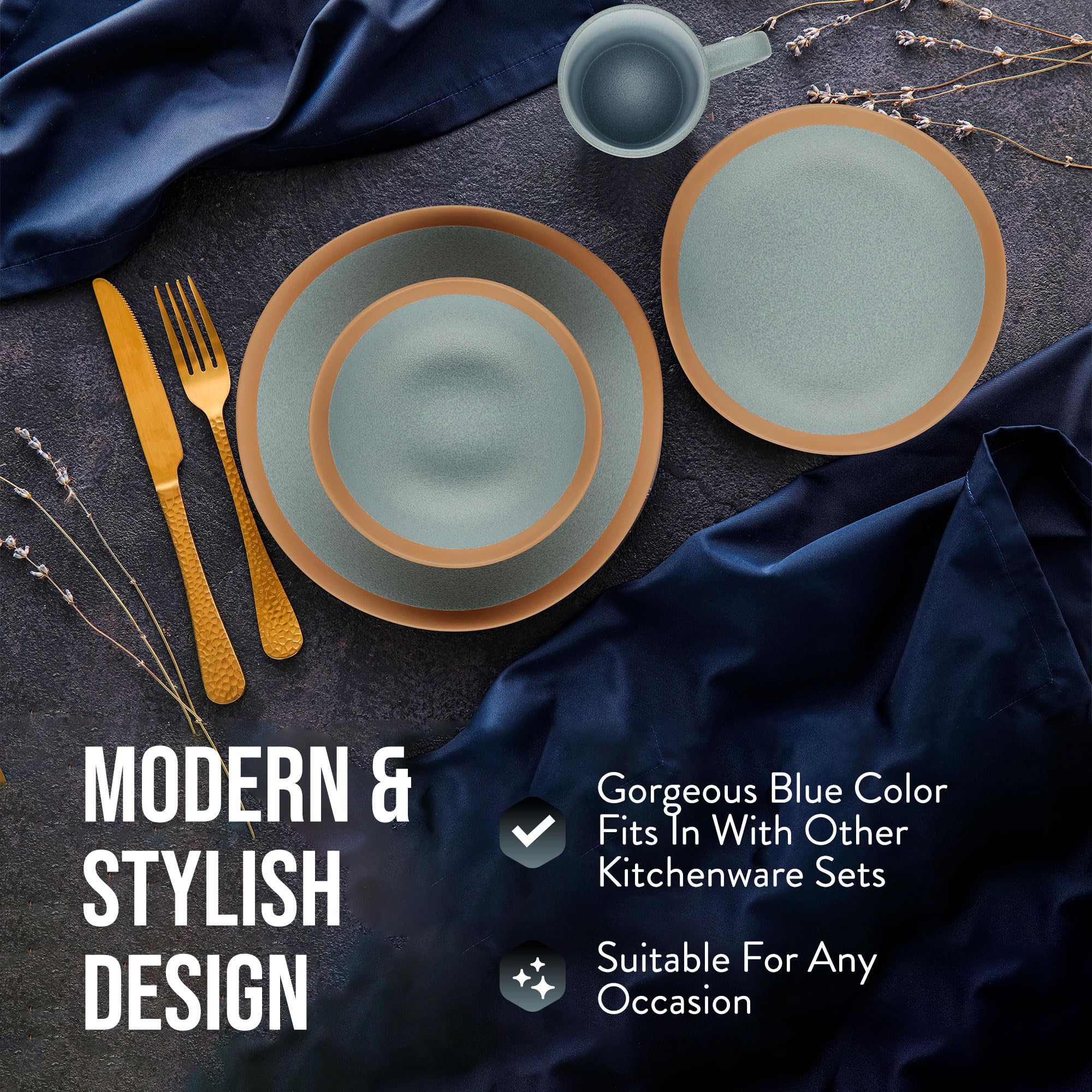 Snapklik.com : American Atelier 4 Pc Dinnerware Set Stoneware Dishes ...