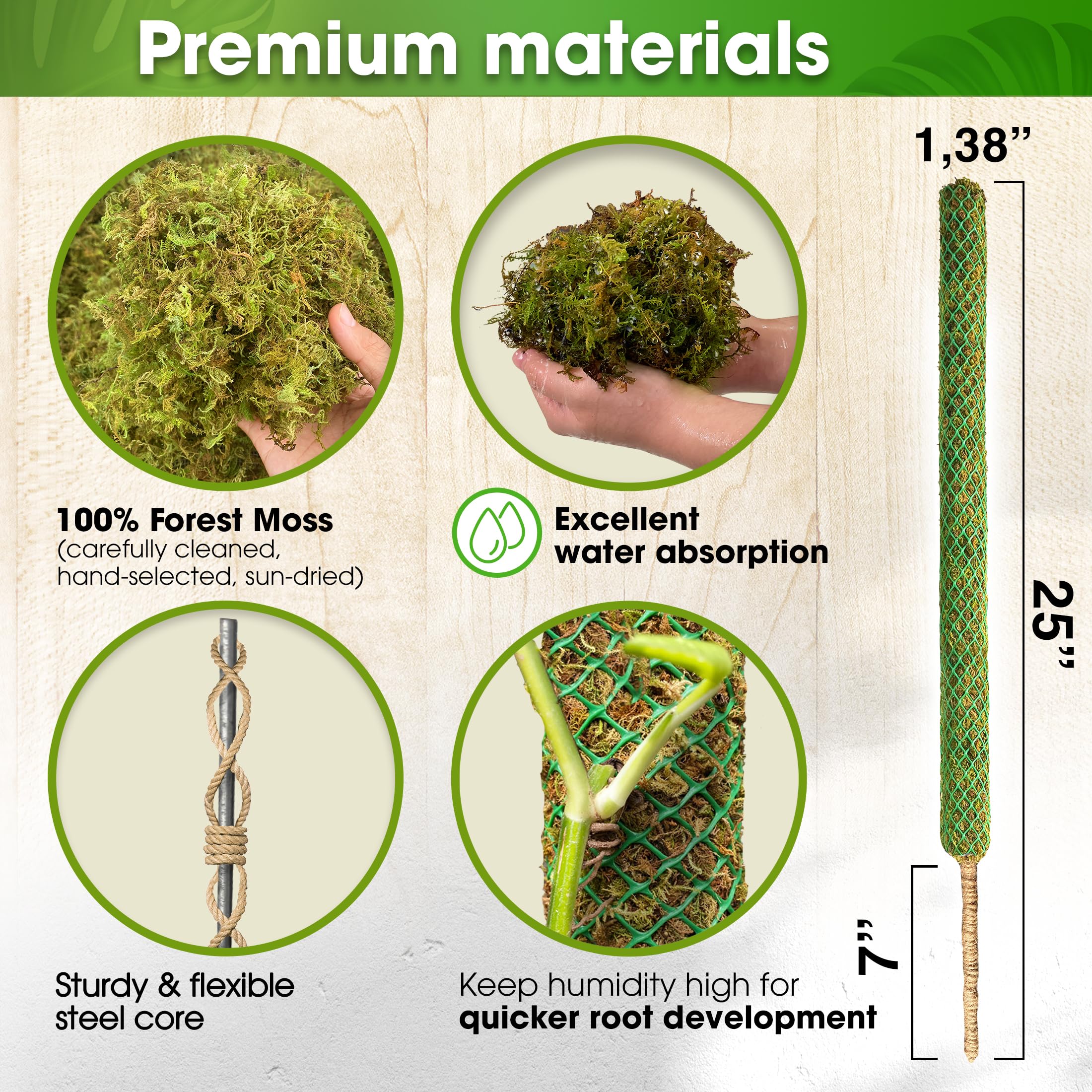 Amazon.com : DUSPRO 2 Pack 25'' Mesh Moss Pole for Climbing Plants