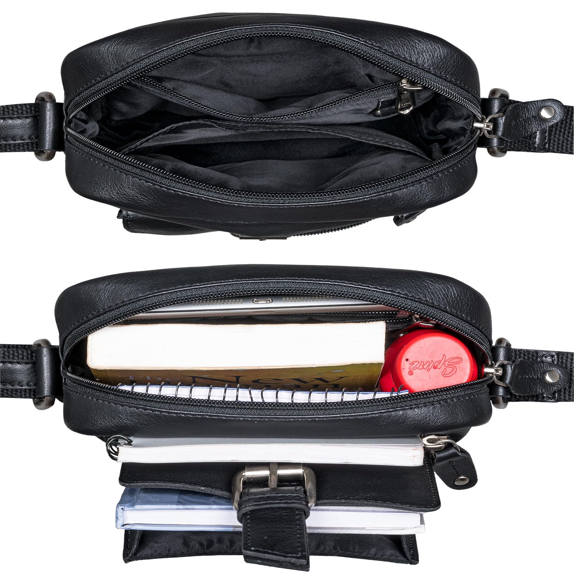 ROYALZ 'Knoxville' Piccola Borsa in Pelle Vintage da Uomo Borsa a Tracolla Vintage Mini Messenger