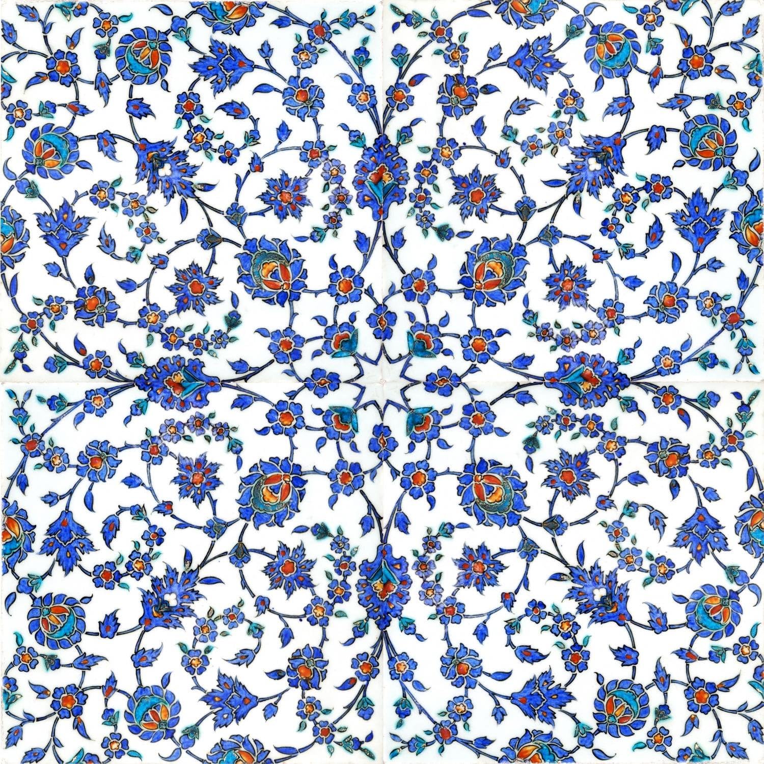Ancient Turkish Tile Pattern Wall Decal – Removable Vinyl Wall Sticker – Easy Peel & Stick – 18"