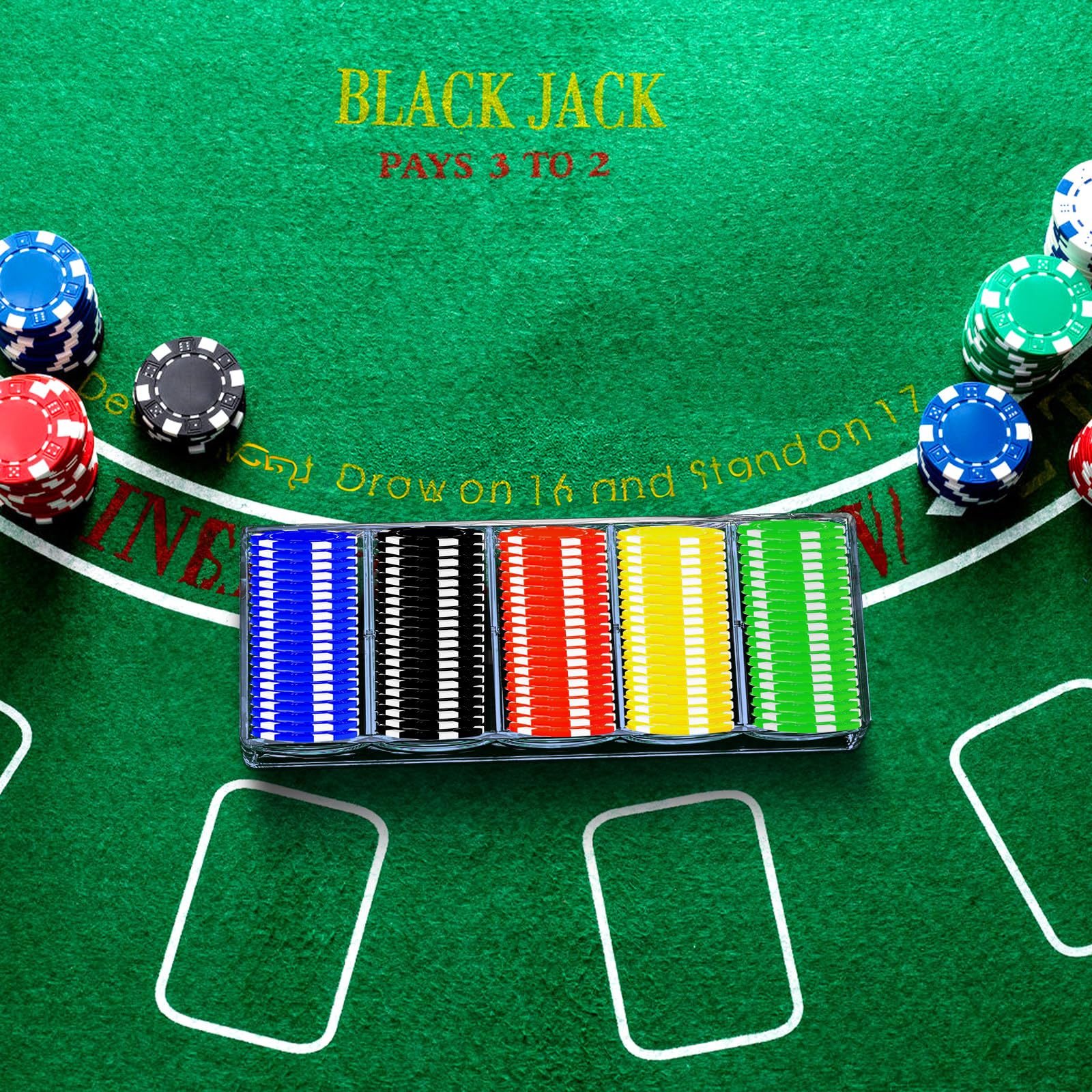 Pumtus 10 Stück Pokerchip-Tablett, transparent, dicker Kunststoff, für Casino-Chips, jeweils für 100 Chips, Standard-Größe, stabile Tonchip-Boxen für Pokerclub, Glücksspiel, Blackjack