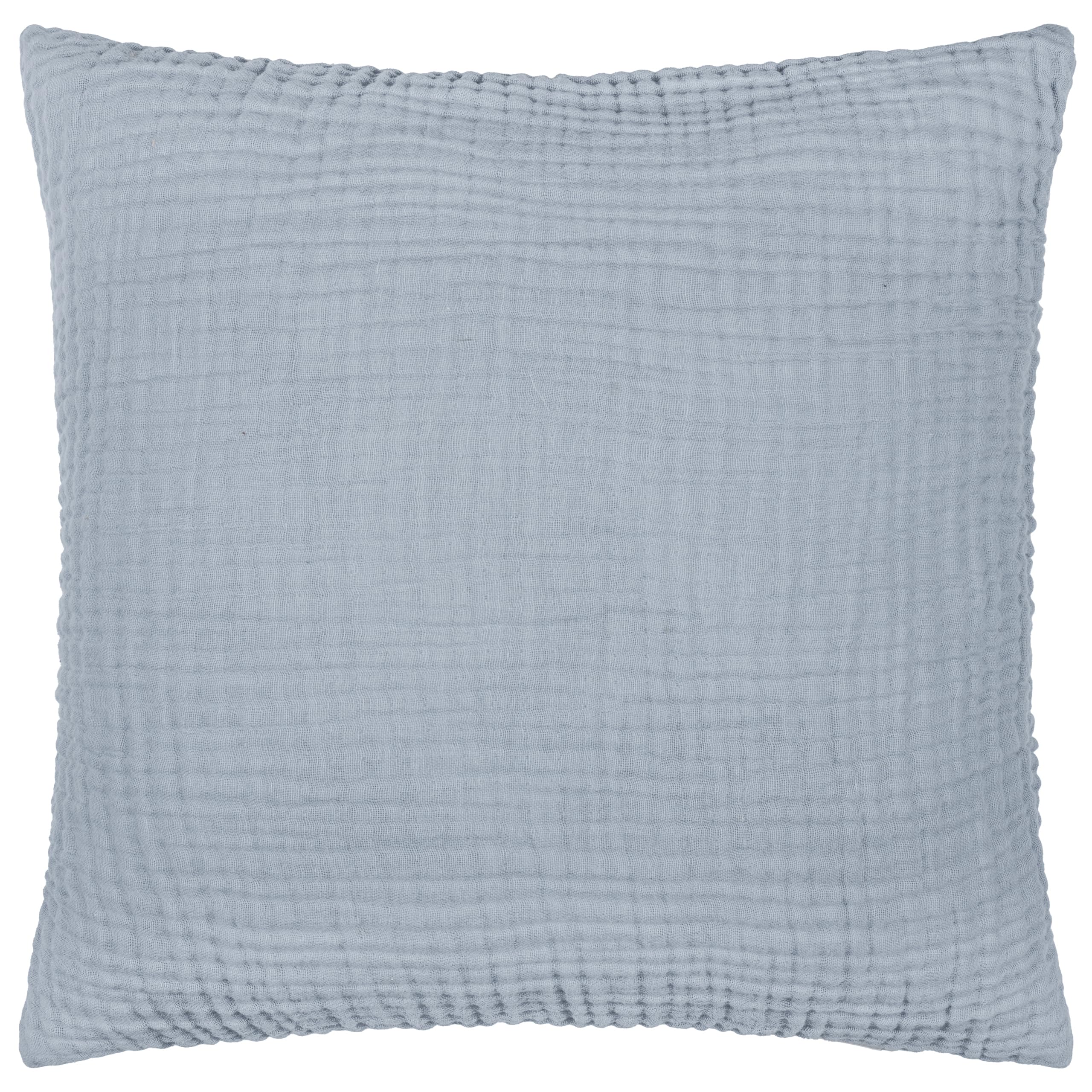 Yard furn Lark Cushion Cover – Soft Minimalistic Textured Muslin Cotton Decorative Case (Mineral Blue – 45x45cm)