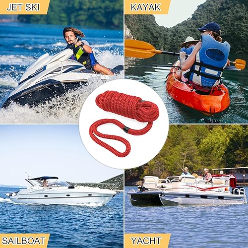Miniatura 7 de Líneas de muelle de barco de 38 pulgadas x 15 pies, líneas de muelle de nailon trenzado doble y cuerda duraderas para barcos, cuerdas de barco para