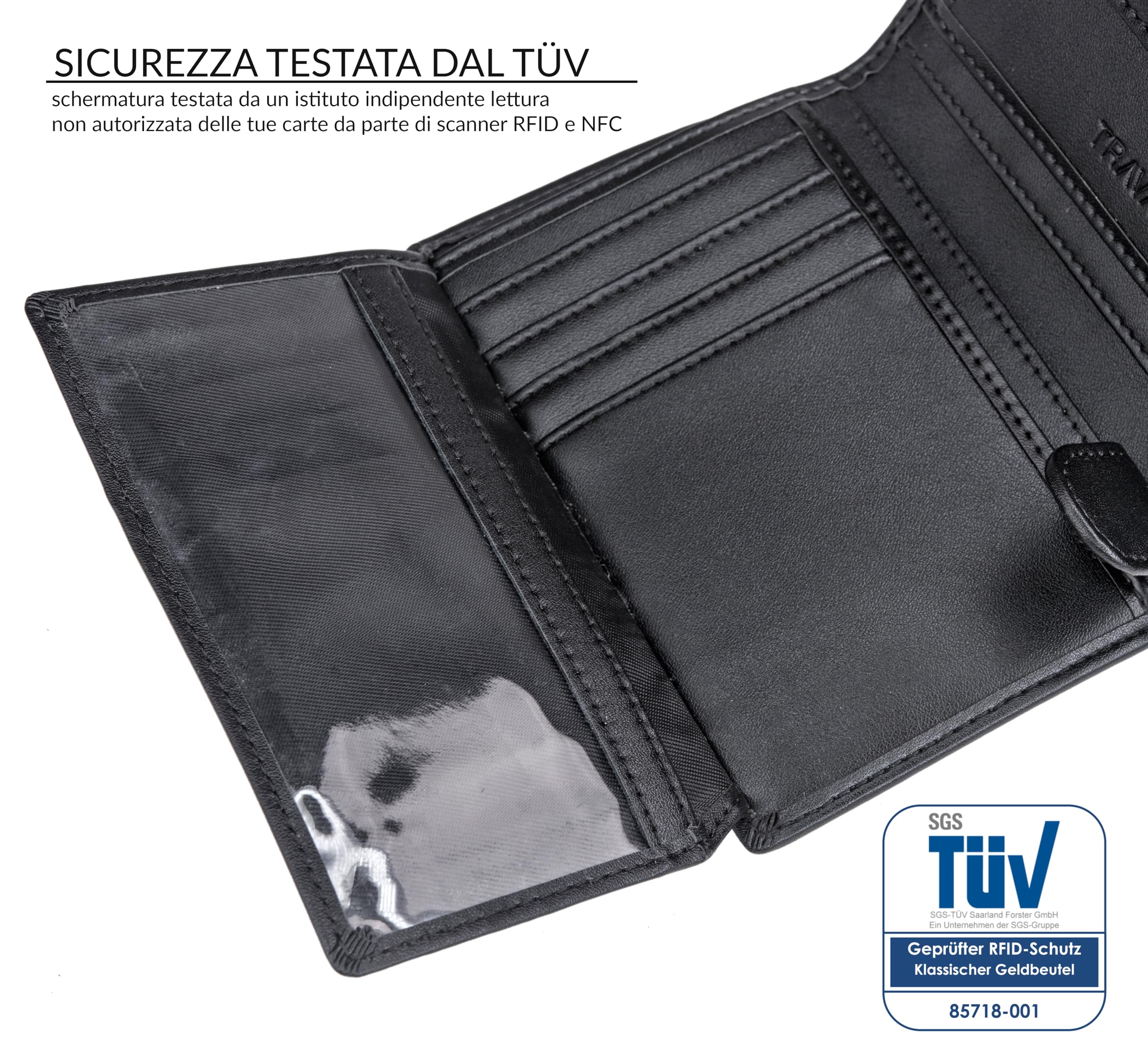 TRAVANDO Portafoglio Uomo Roma con protezione RFID - Porta Carte di Credito con Portamonete in formato Verticale