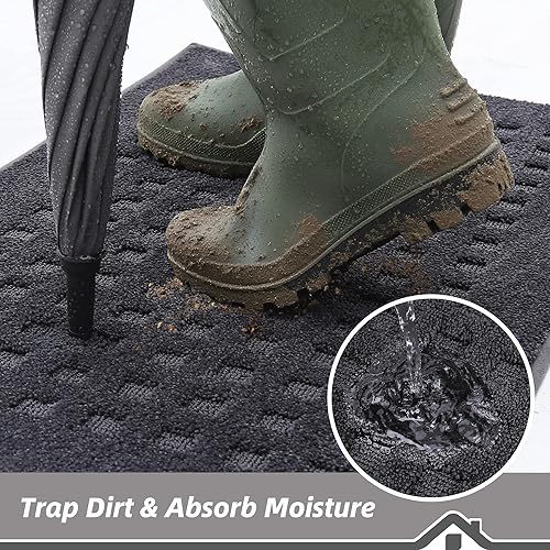 Miniatura 3 de BEQHAUSE Tapete para puerta de 20 x 32 pulgadas, tapete para puerta de entrada interior, tapetes para perros para patas de barro, absorbentes y