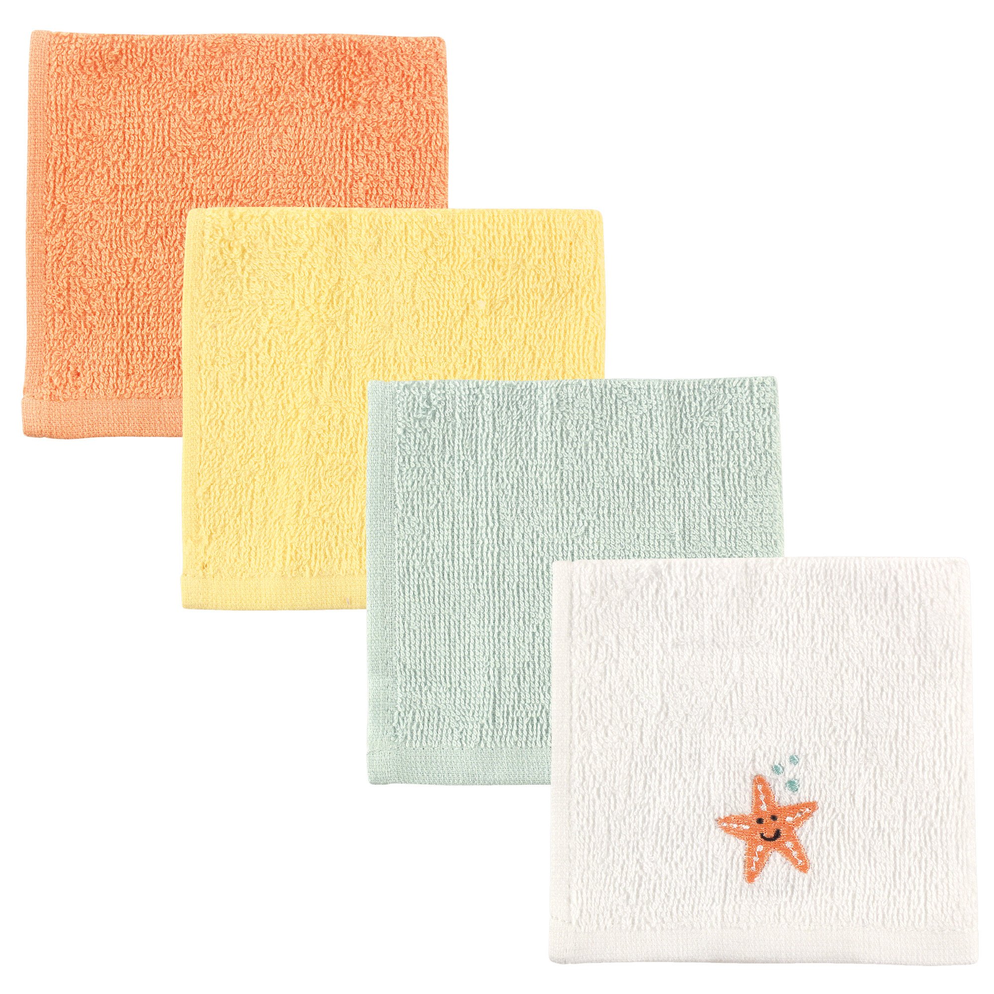 Luvable Friends Super-Soft 4 Piece Washcloths, Starfish, One Size