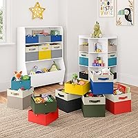 Vista 3 de RiverRidge Contenedores de almacenamiento para niños - Organizador de almacenamiento de cubos de 10.5" con asas - Organizadores de armario gris