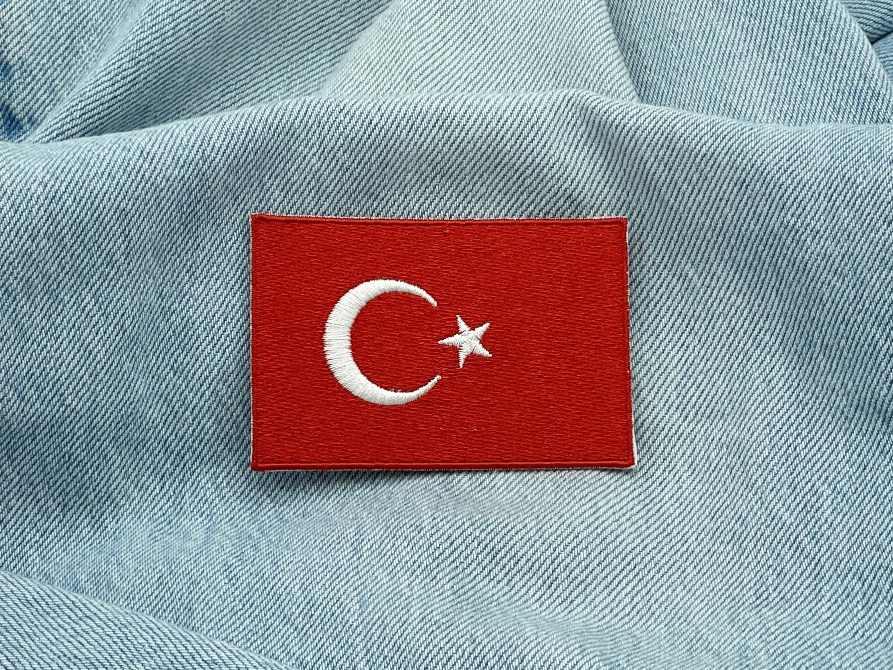 Écusson Brodé Drapeau De La Turquie - Thermocollant Ou à Coudre - Motif