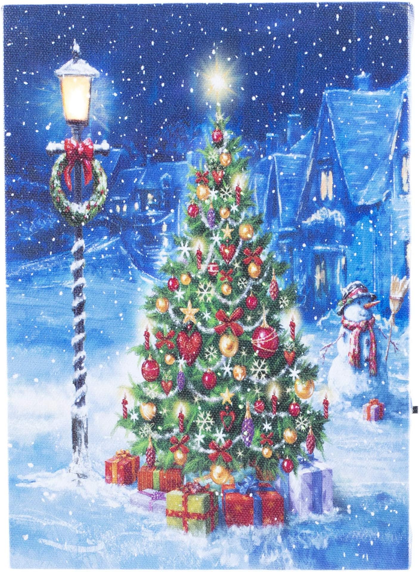 Oak Street Lighted Merry Christmas Tree Tabletop Light up Tabletop Picture 8" x 6"