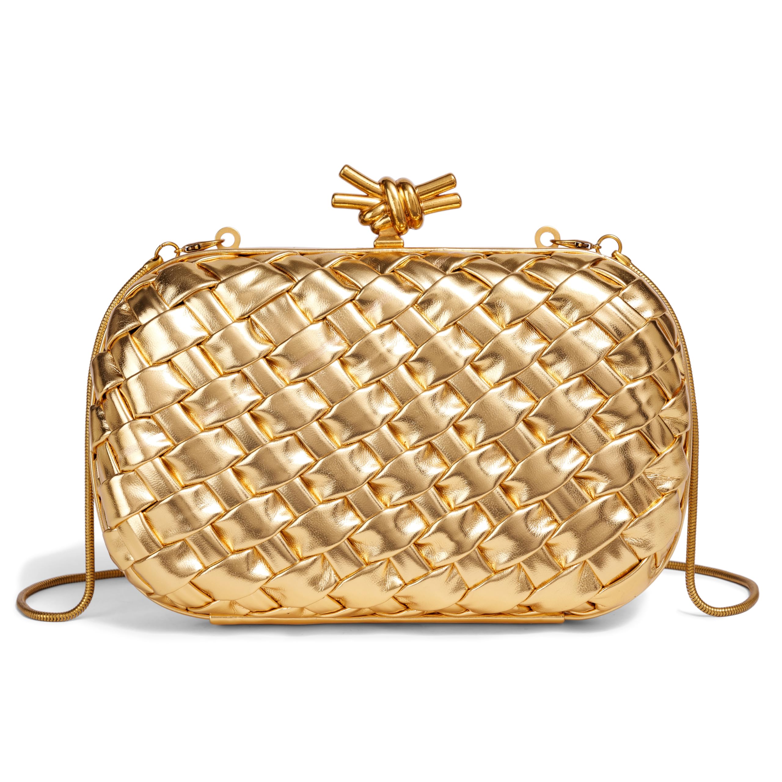 Rejolly Evening Clutch Purse for Women Woven Leather Knot Crossbody Bag Shoulder Handbag for Wedding Party Prom