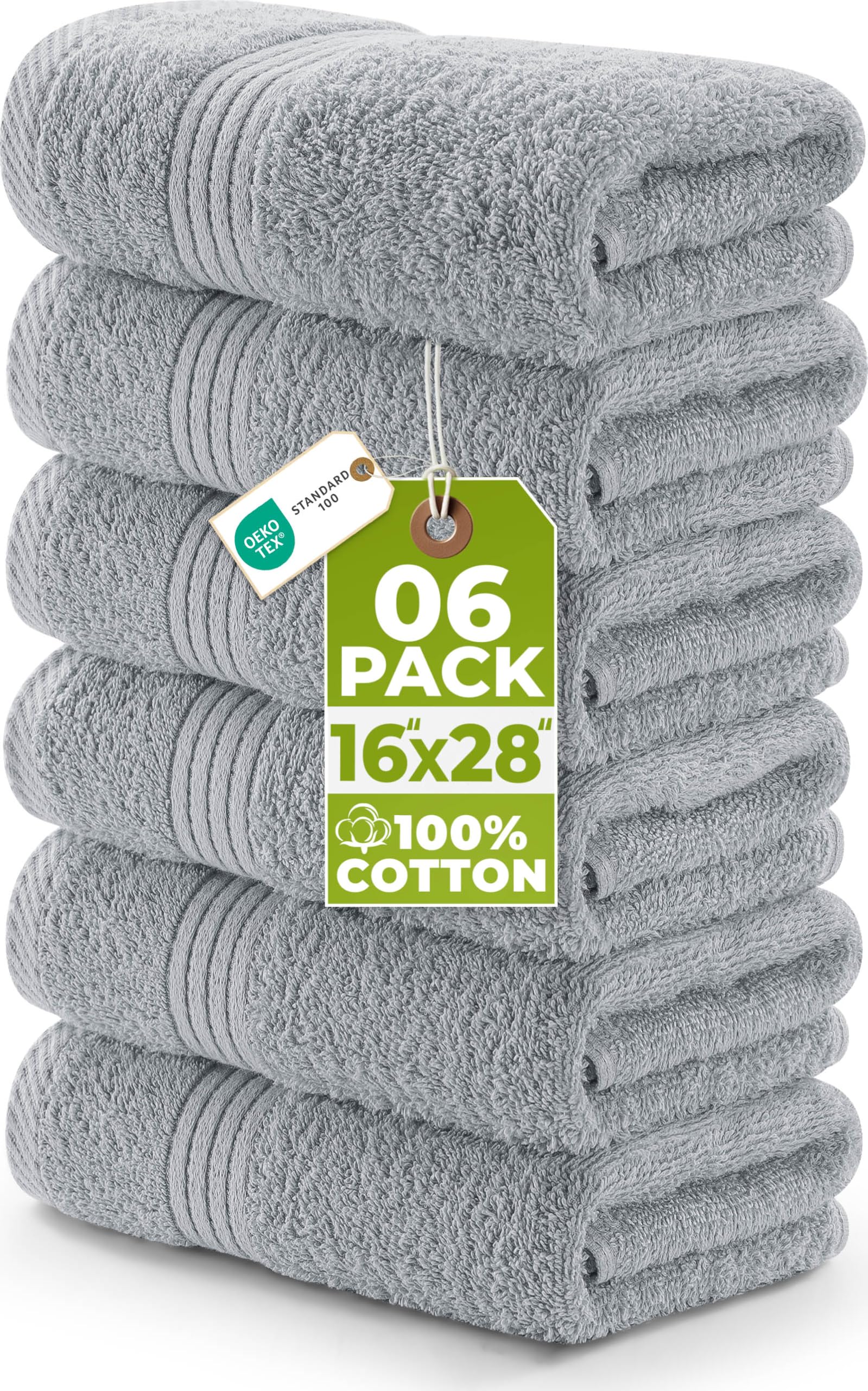 Utopia Towels: Toallas de Algodón Grande para el Baño, Las Manos, La Cara, El Gimnasio y el SPA. 41 cm x 71 cm. Paquete de 6 (Gris Frío) | Toallas de mano ultrasuaves y altamente absorbentes, extragrandes y gruesas, calidad de hotel y spa, lavables a máqu