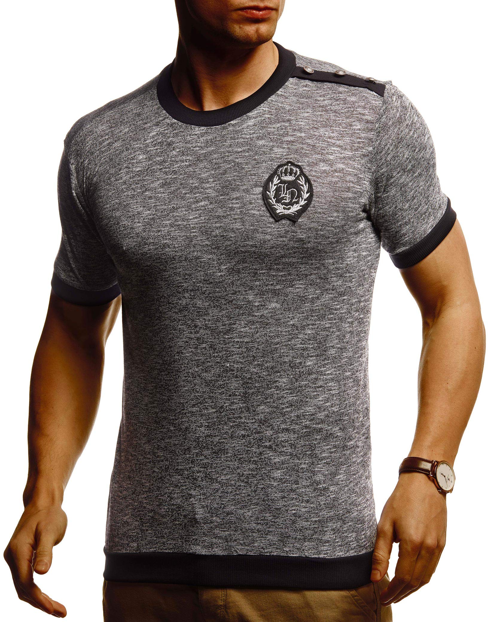 Leif Nelson LN5070T Men's Summer T-Shirt Crew Neck Slim Fit Cotton Content Cool White Black Basic Men's T-Shirt Crew Neck Boys Short Sleeve O-Neck Short Sleeve Top Long