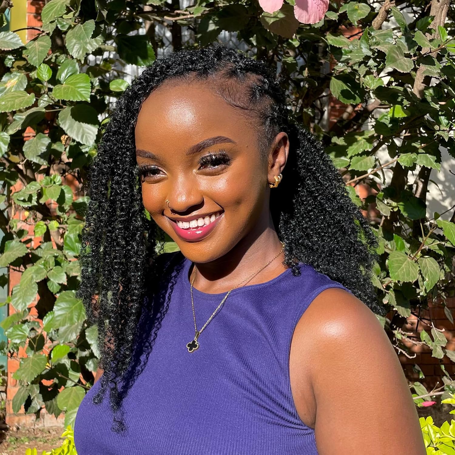 Yanky twists Premium Hand Made Yanky Twist Crochet Hair | 10 inches Black | Curly mini Spring Passion Twist | Short, Pre-Looped Crochet lightweight Braids | 5 Packs - Black