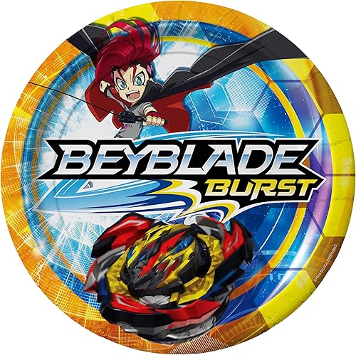 Miniatura 1 de Treasures Gifted Suministros para fiestas de BEYBLADE BURST con licencia oficial, platos BEYBLADE de 9 pulgadas, 8 unidades, suministros para fiesta