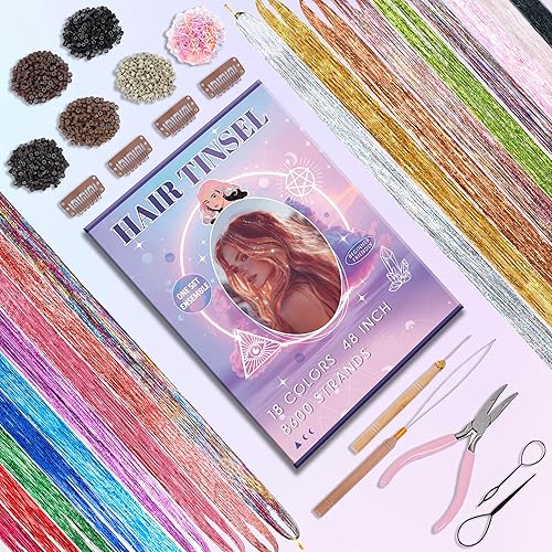 18 Colors Hair Tinsel, 48Inch Hair Tinsel Kit Heat Resistant