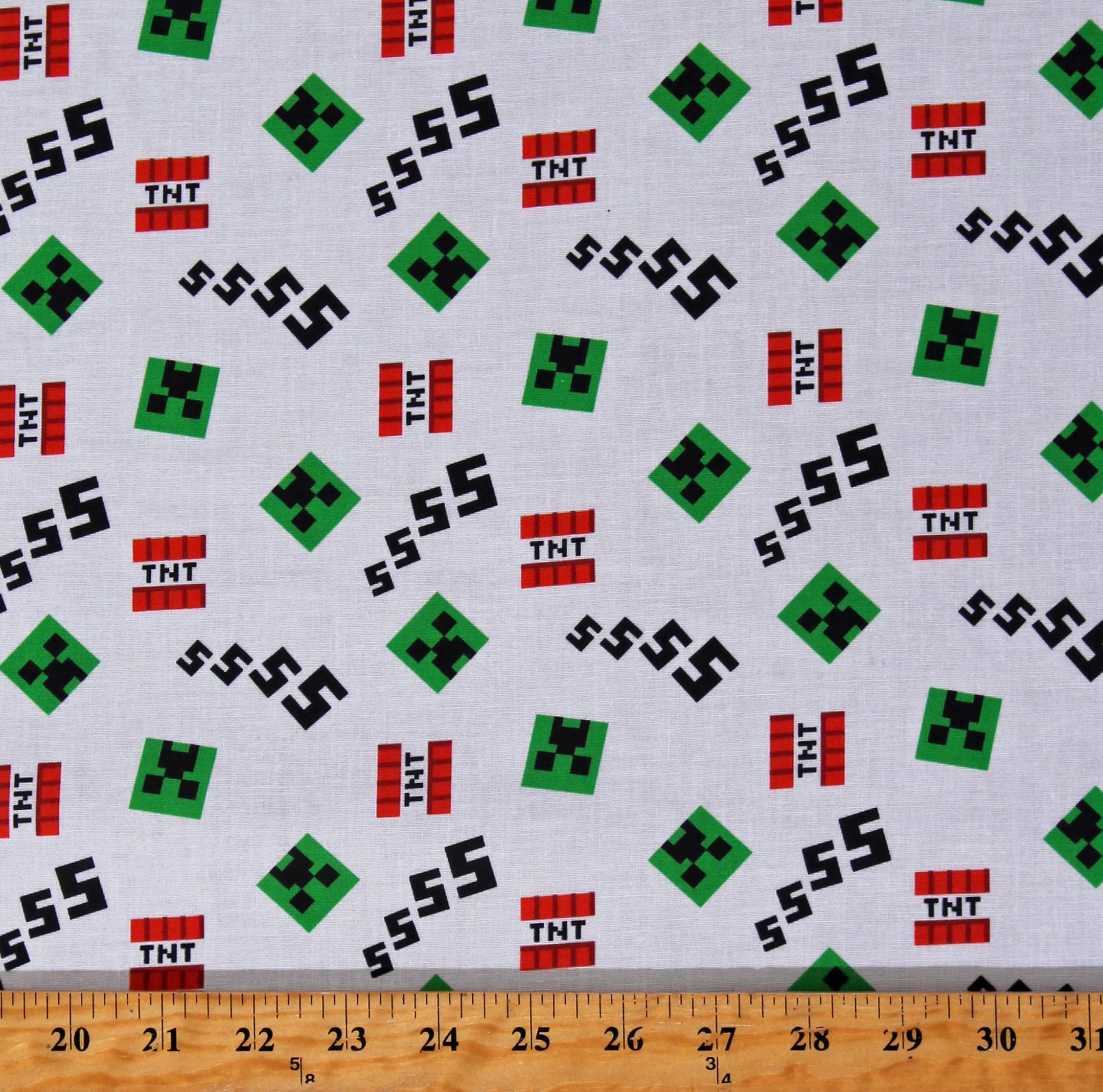 Amazon Com Fields Cotton Minecraft Creepers Icons Tnt Ssss Video Games Kids White Cotton Fabric Print By The Yard D602 18 44 Inches