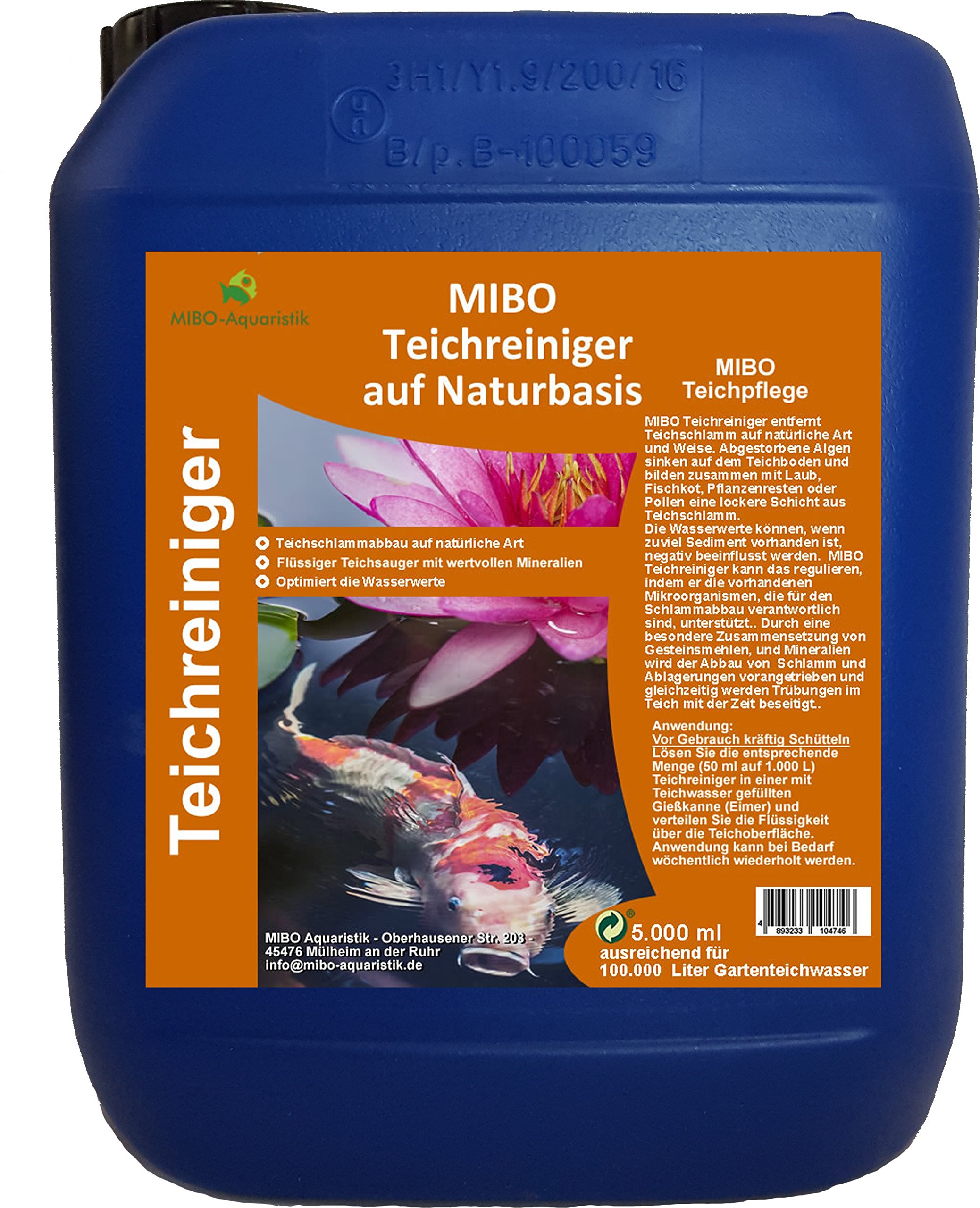 MIBO Teichreiniger auf Naturbasis 5000ml Teichsauger Teichschlammentferner Teichklärer