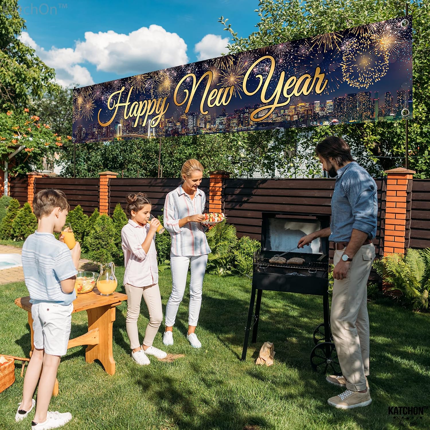 KatchOn, Happy New Year 2026 Banner - XtraLarge, 120x20 Inch | Happy New Year Yard Sign Banner for New Years Decorations 2026 | New Years Eve Party Supplies 2026, Nye Decorations 2026