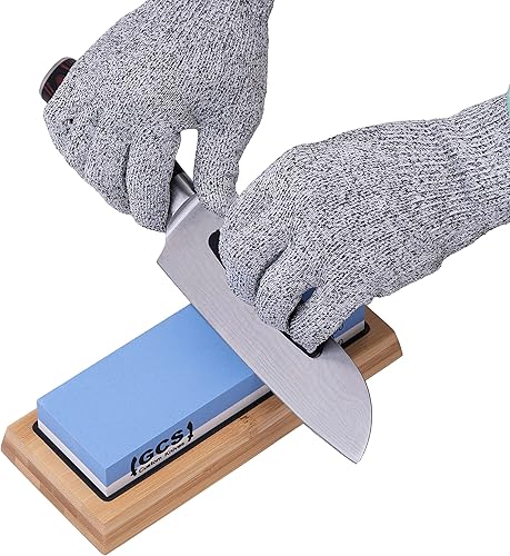 Miniatura 5 de GCS Knives Juego de piedra de afilar de doble grano 400/1000 3000/8000 - Juego de piedra de agua de afilar - Afilador de cuchillos de cocina con