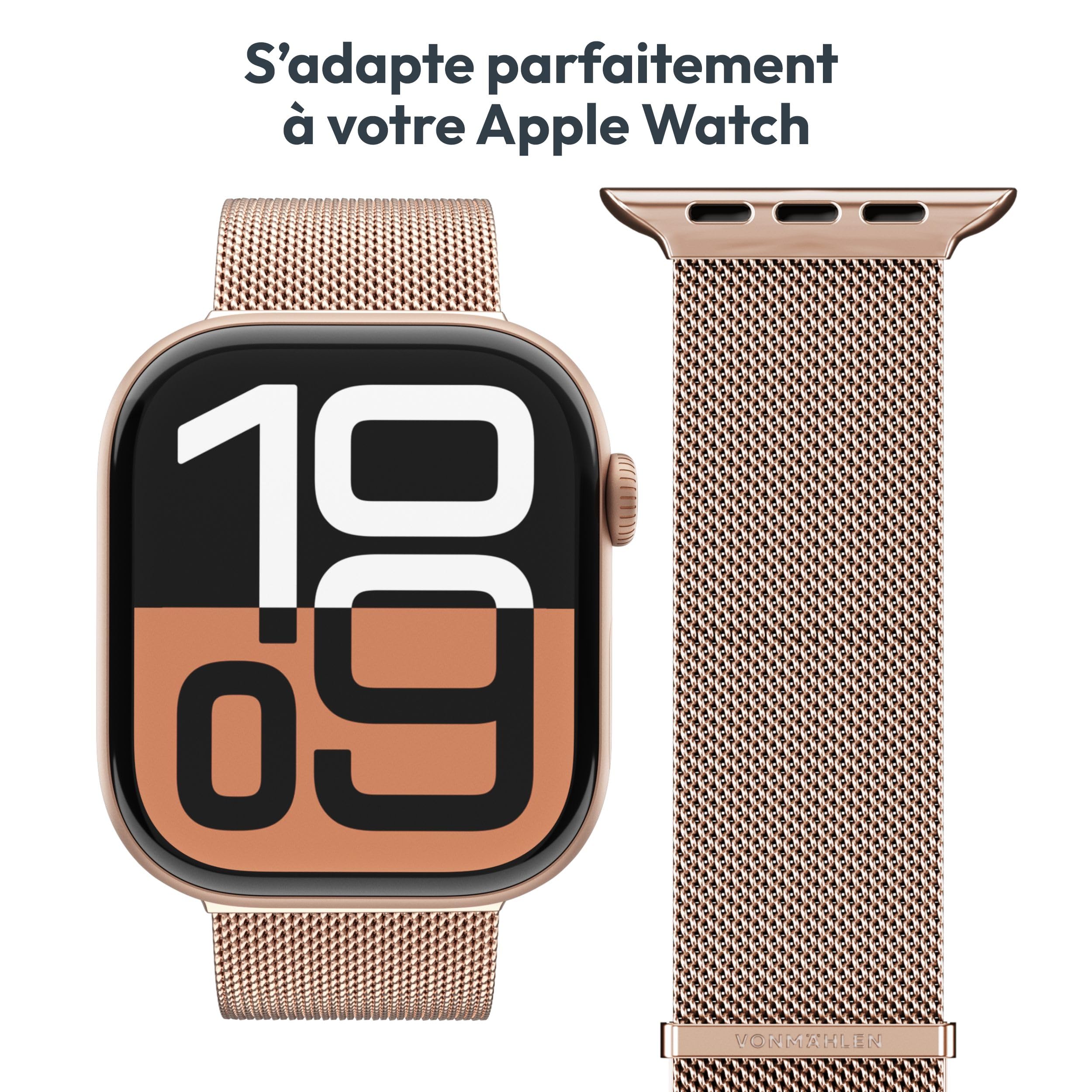 VONMÄHLEN Milanese Loop 2 - Bracelet élégant en acier inoxydable avec fermeture magnétique - Réglable de qualité supérieure - Compatible avec Apple Watch
