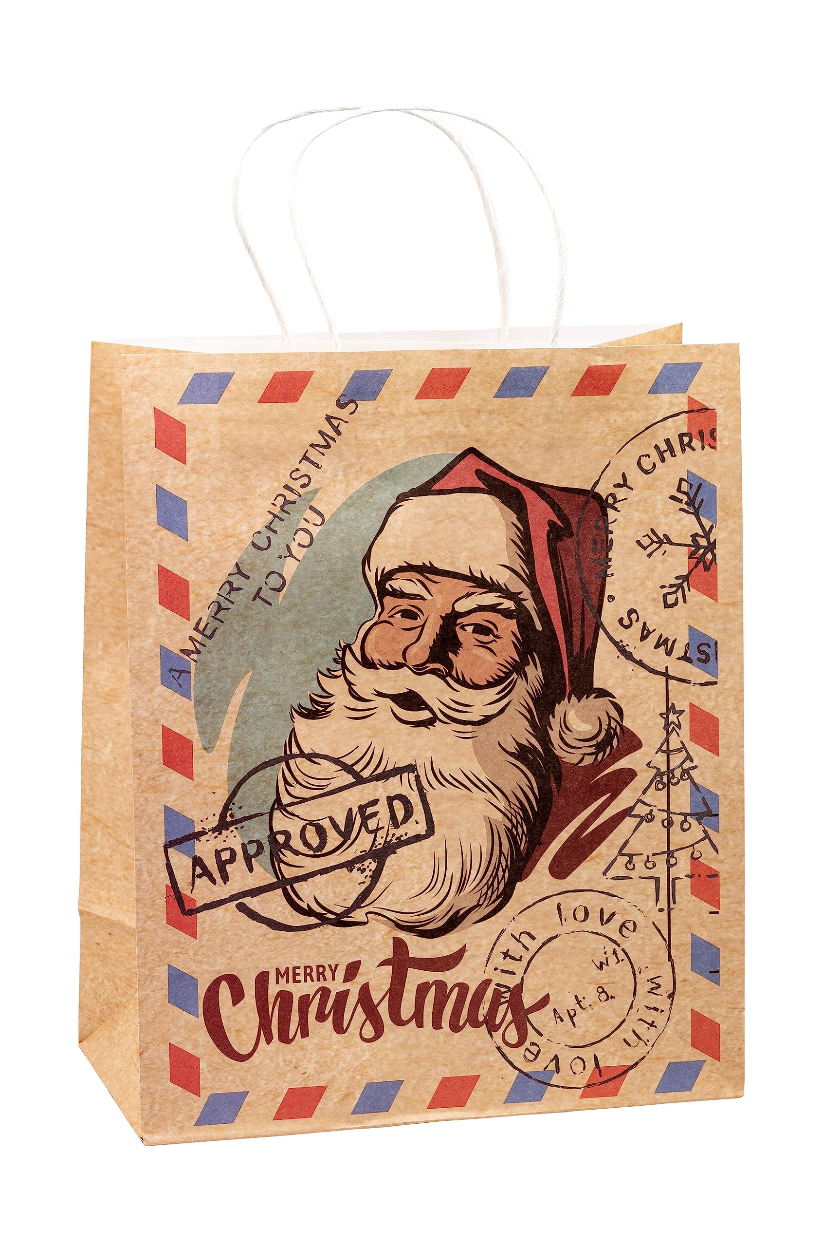 TSI Torebki na prezenty z papieru typu kraft, Boże Narodzenie, opakowanie 12 sztuk, rozmiar: duże (wys. x szer. x gł. 32 x 26 x 13,5 cm), nr art. 88311