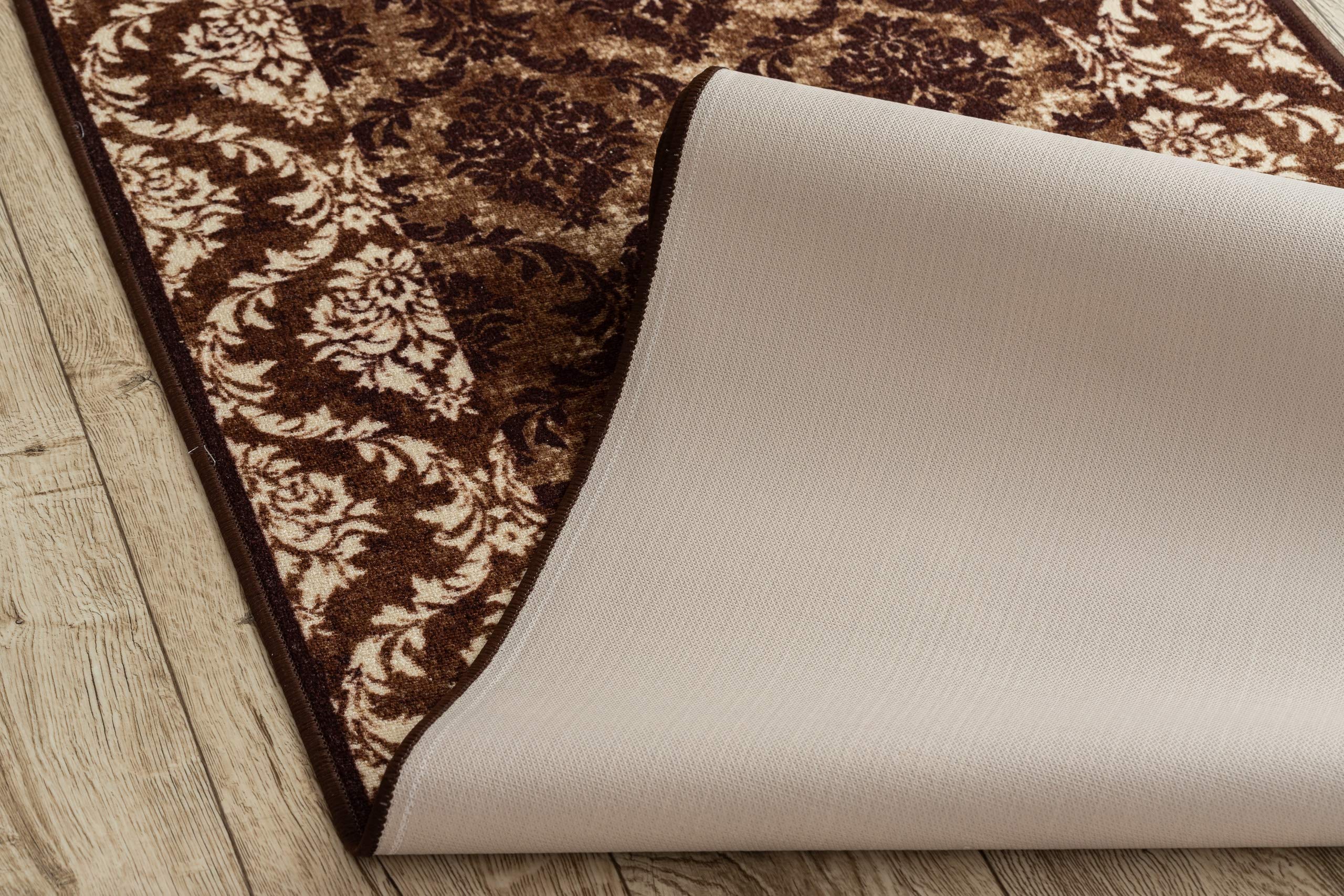 rugsx Tapis de Couloir Romance - Antidérapant, Moderne et Durable, idéal pour la Cuisine, Le Hall et Le Couloir, Marron 100x190 cm