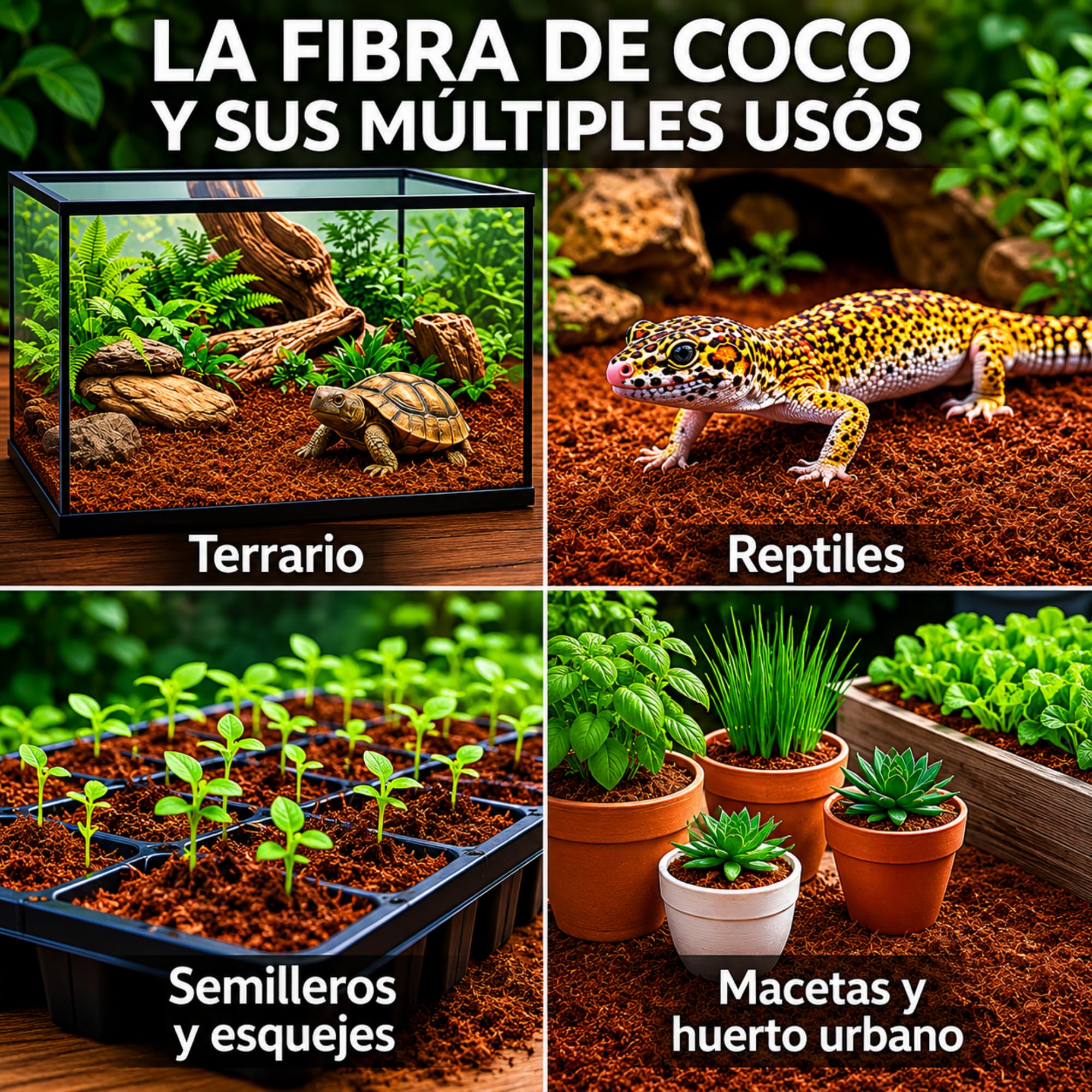 Fibra de Coco 15 L + Vermiculita 3 L – Sustrato para Plantas, Semilleros y Macetas – Huerto Urbano y Cultivo – Retiene Humedad y Mejora Aireación – Apto para Terrarios y Reptiles (15 litros)