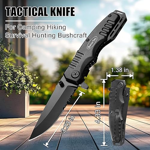 Miniatura 5 de RoverTac Juego de herramientas para regalos de papá, hacha multiherramienta 11 en 1, linterna LED y cuchillo táctico en una caja de regalo con "Best