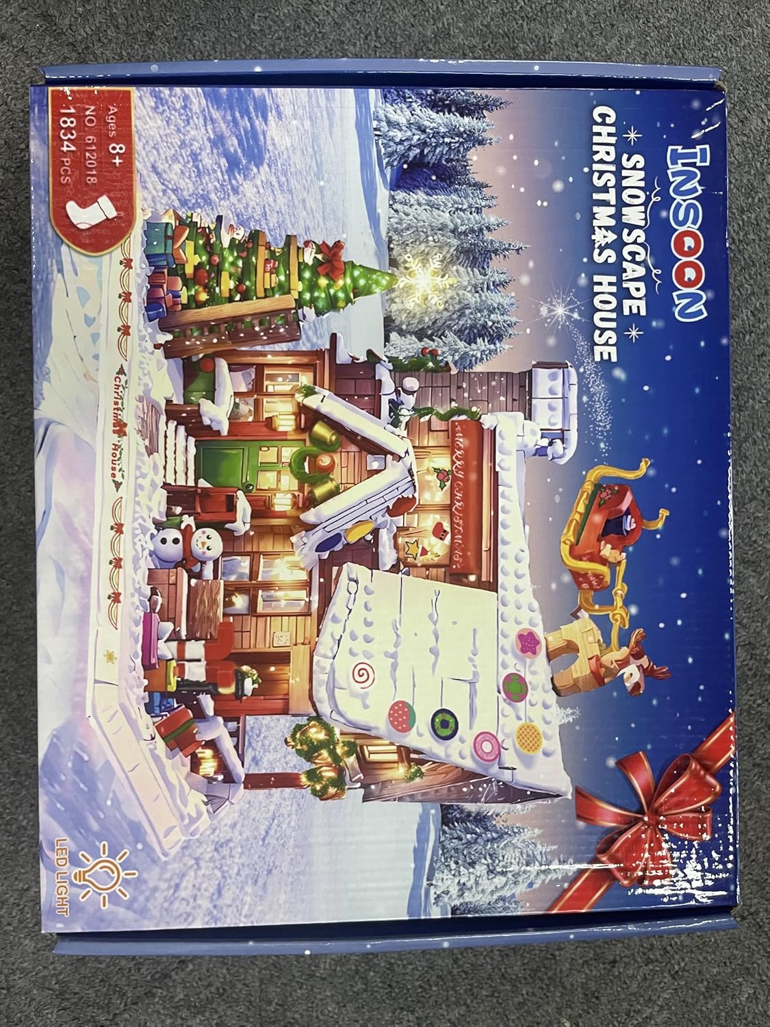 2024 Christmas Gingerbread House Mini Building Set with LED Light, 1834 PCS Winter Village Building Block Toy with Christmas Tree, Holiday Cabin Building Kit Xmas Gift for Adults Teens Kids 8