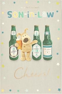 Boofle Son-In-Law Birthday Card - Cute Birthday Card for Him Beer Cheers,Multi,137mm x 210mm