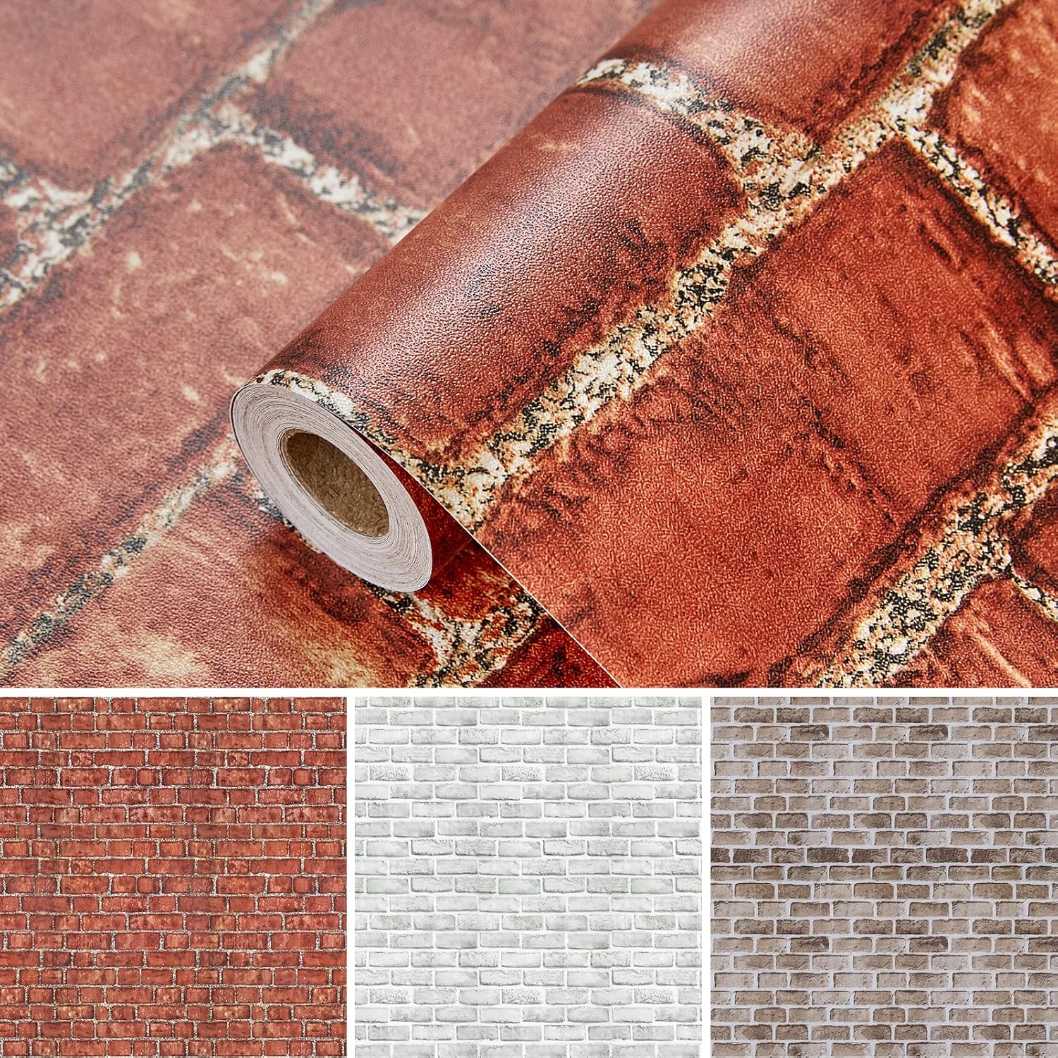 Lifetree Brick Effect Self Adhesive Wallpaper, Sticky Back Plastic Roll Vinyl, Peel and Stick