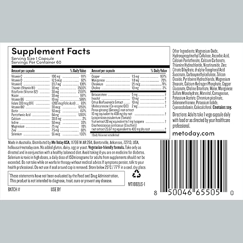 Miniatura 3 de me today Multivitamínico para hombres, suplementos minerales con 27 vitaminas, minerales y hierbas, incluyendo D, C, A, B, biotina y zinc,