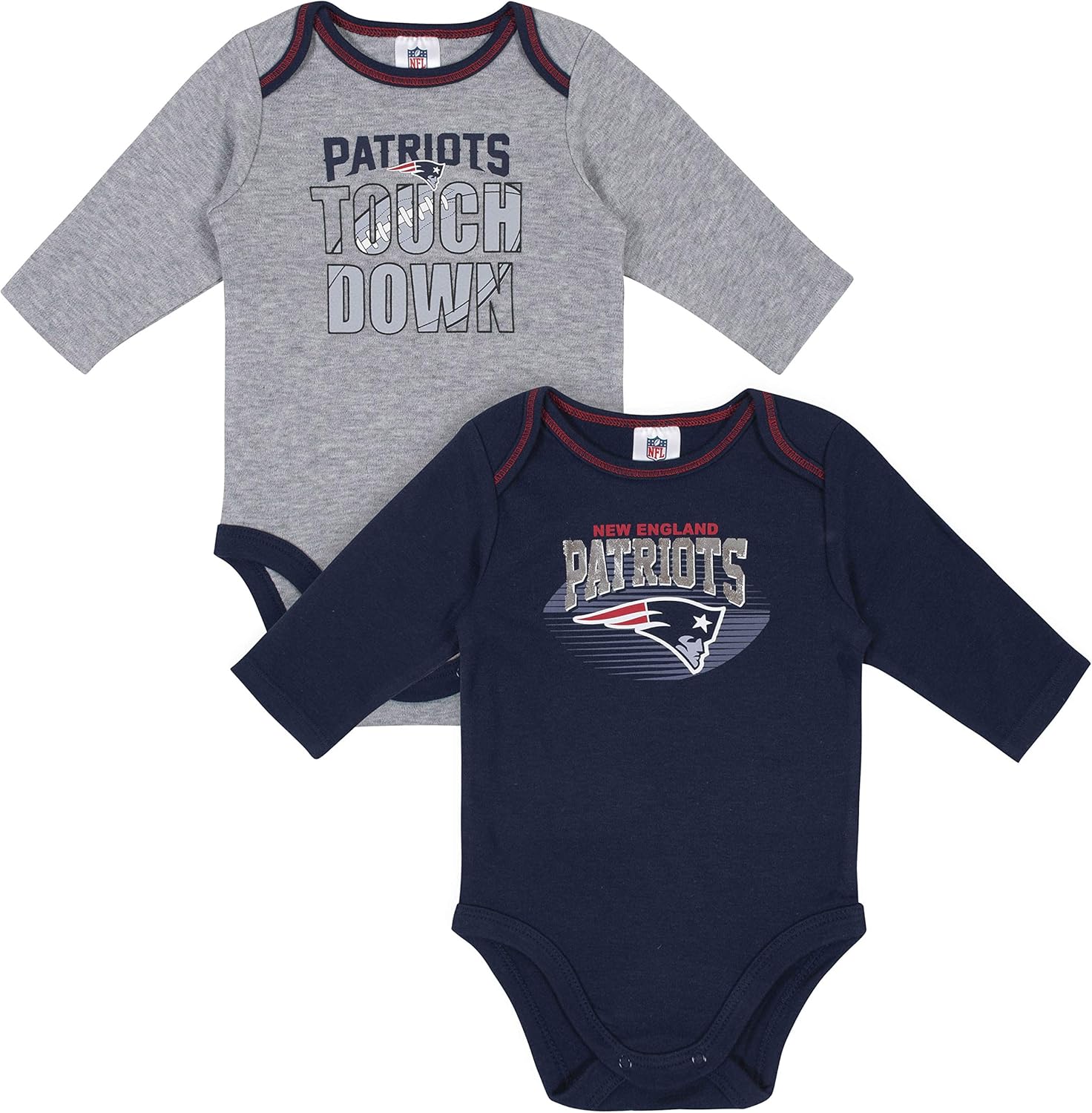 Gerber NFL unisex-baby Nfl Team 2 Pack Long Sleeve Onesie Bodysuit