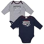 NFL New England Patriots 2 Pack Long Sleeve Bodysuit, grey/blue New England Patriots, 18M