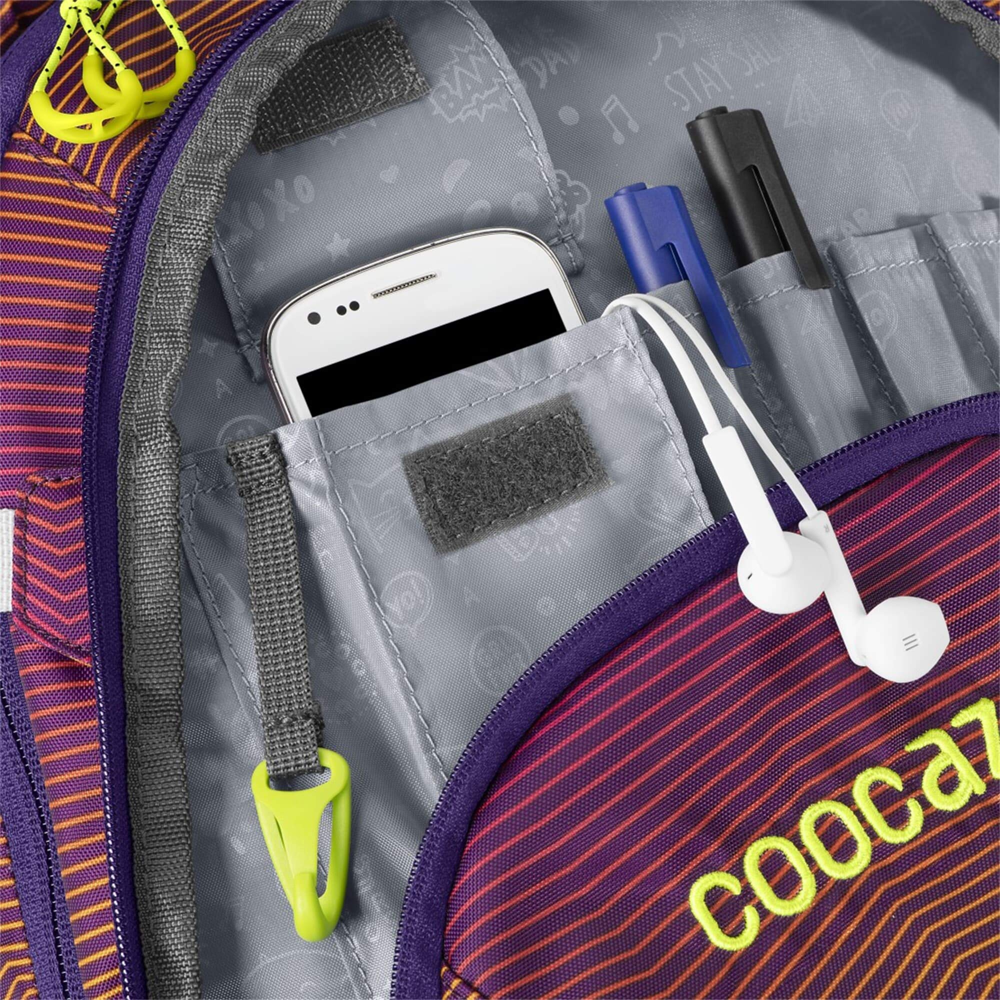 coocazoo Schulrucksack ScaleRale Soniclights Purple lila, ergonomischer Tornister, höhenverstellbar mit Brustgurt und Hüftgurt für Mädchen ab der 5. Klasse, 30 Liter
