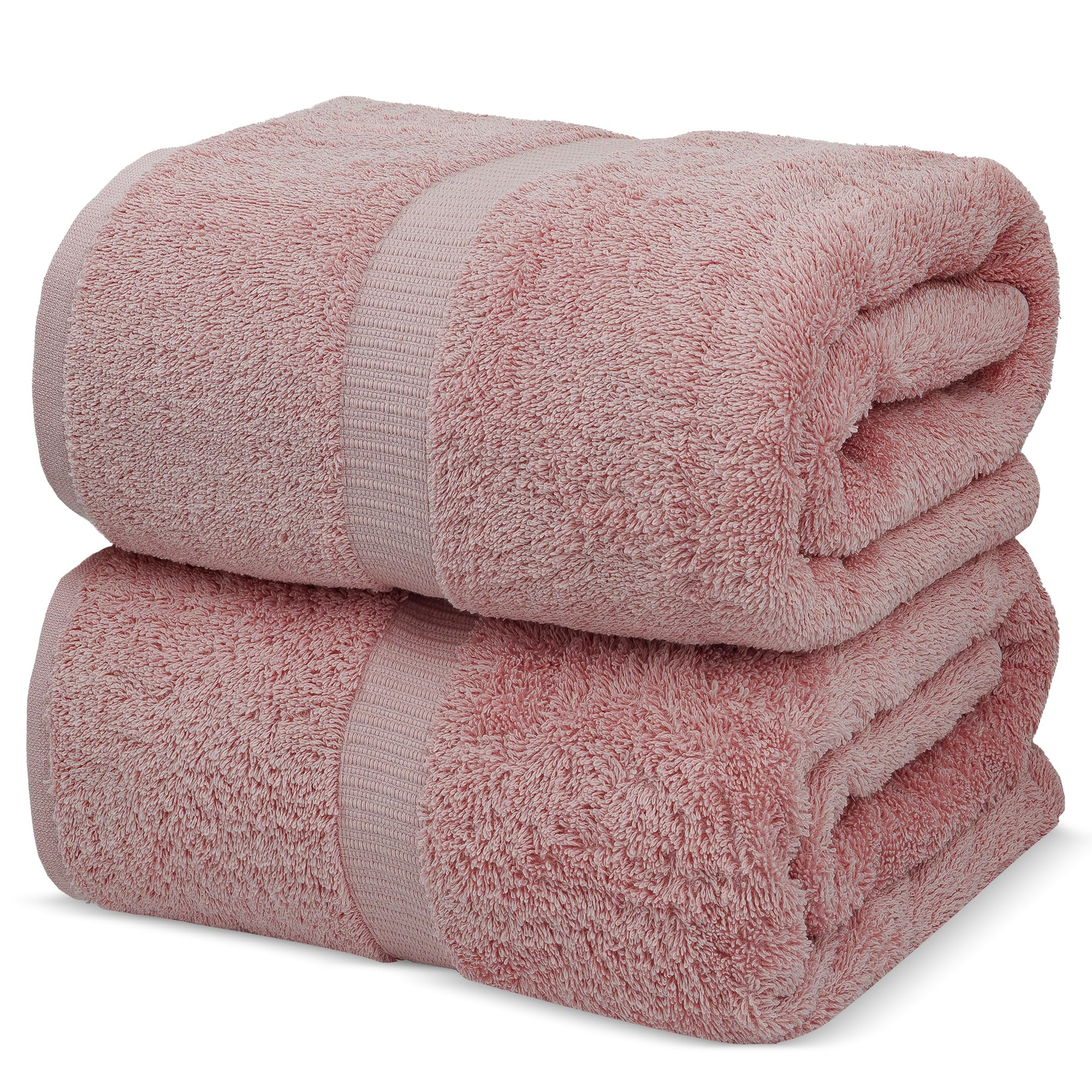 Towel Bazaar Premium Cotton Super Soft and Absorbent Turkish Towels (2-Piece Bath Sheet Towel, Pink)