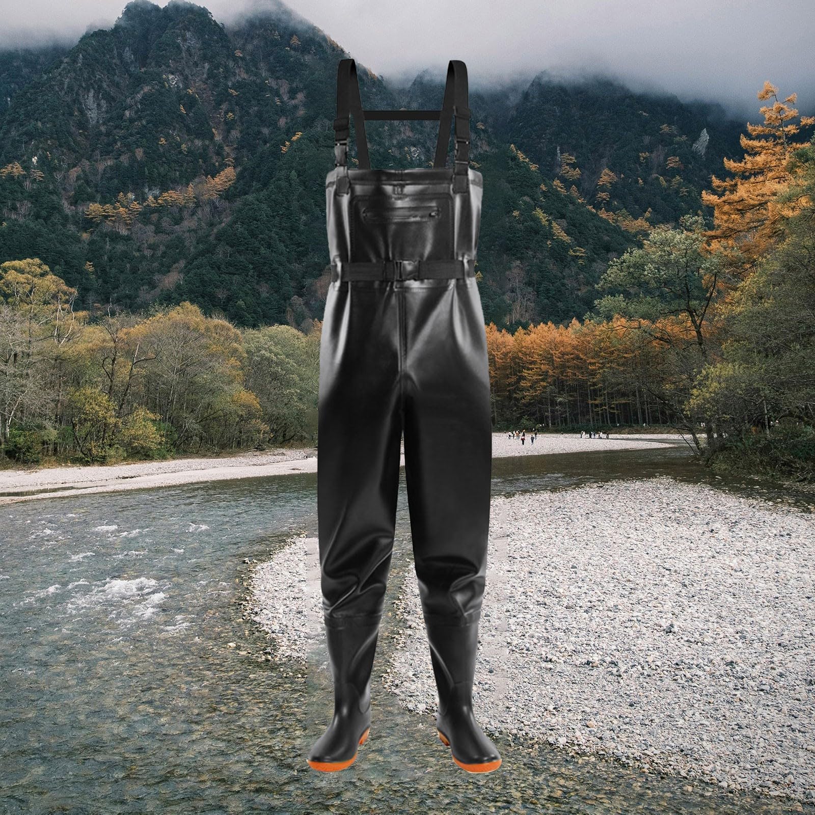 Pantaloni da pesca da uomo con stivali, impermeabili, traspiranti, classici, larghi, con cinghie regolabili, tuta intera, stivali da pesca per attività all'aperto, stivali di gomma antiscivolo