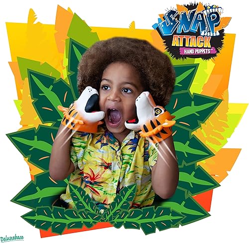 Miniatura 2 de Snap Attack - Tigre de Deluxebase, Marionetas de mano elásticas con boca móvil para niños, juguete interactivo de marionetas de animales para juegos