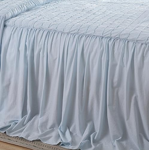 Miniatura 4 de Shabby Chic - Colcha tamaño Queen, ropa de cama de algodón suave con fundas a juego, decoración del hogar bellamente drapeada para todas las